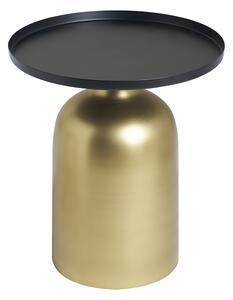 Tavolino da caffè design rotondo in metallo dorato e ripiano nero opaco RAMSES
