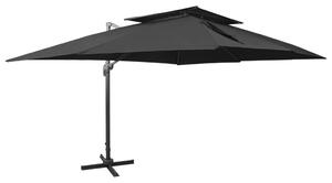 Ombrellone a Sbalzo con Doppia Copertura 400x300 cm Nero
