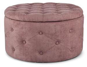 ERNESTINE - Pouf contenitore porta scarpe in tessuto polyestere Ø 70 x H40 cm Dark Rose