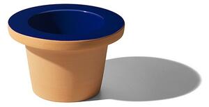 Internoitaliano pofi vaso in terracotta con interno in ceramica, colore blu