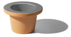 Internoitaliano pofi vaso in terracotta con interno in ceramica, colore grigio chiaro