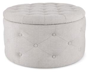 ERNESTINE - Pouf contenitore porta scarpe in tessuto polyestere Ø 70 x H40 cm Grigio Chiaro