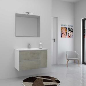 Composizione bagno sospesa otello 90 disponibile in varie finiture, finiture cemento