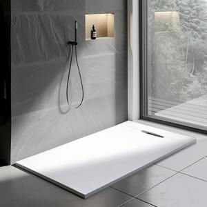 GENESIS - Piatto doccia rettangolare in marmoresina h 2,5 cm bianco ardesia scarico laterale con sifone misure diverse cm 70x100