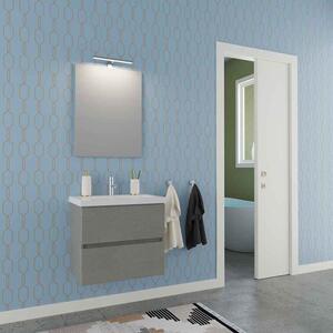 Composizione mobile bagno sospeso manhattan 60 con due cassetti, finiture grigio matrix