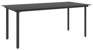 Tavolo da Giardino Nero 190x90x74 cm in Acciaio e Vetro