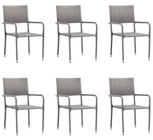 Sedie da Pranzo da Esterni 6 pz in Polyrattan Antracite