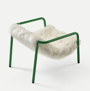 Sancal elle mini poltrona da salotto rivestita in pelo, colore verde