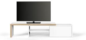 Temahome move mobile tv con piano movibile dal design dinamico, finiture struttura laccata bianco - piano compensato bianco