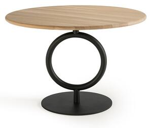 Sancal totem tavolo rotondo con struttura in acciaio e piano in mdf, colore nero