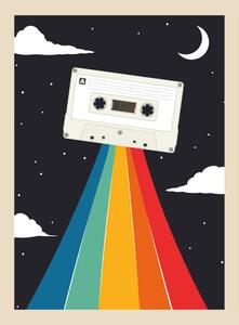 Illustrazione retro party poster with cassette tape, martinwimmer