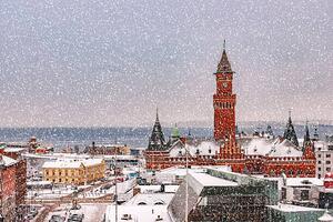 Fotografia Snowy Helsingborg Skyline, Tonygers