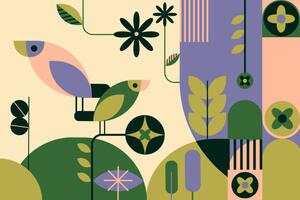 Illustrazione Forest in geometric abstract shapes, Sanja Djordjevic