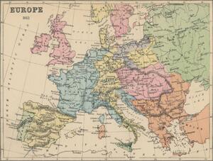 Mappa Old chromolithograph map of Europe in 1812, mikroman6