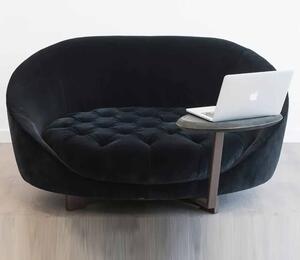 Albedo design hill love seat poltrona girevole con o senza tavolino, colore nero, aggiungi optional senza tavolino