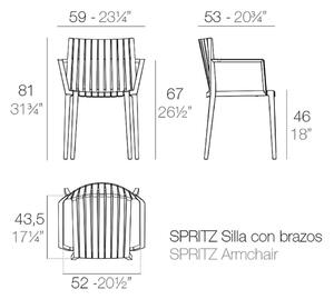 Vondom spritz sedie da esterno disegnata da archirivolto design, struttura con braccioli, colore mostarda