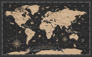 Mappa World Map Vintage Black Golden Detailed - Vector, dikobraziy