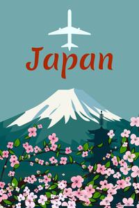 Illustrazione Travel poster mount Fuji Japan retro, VectorUp