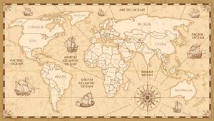 Mappa Vector antique world map with countries boundaries, MicrovOne