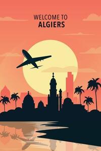 Illustrazione Welcome to Algiers Algeria Retro city, Illustrator