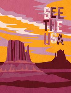 Illustrazione Usa travel poster design template Southwest, teddyandmia