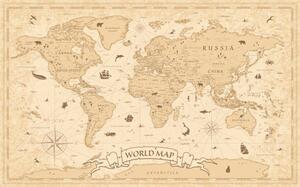 Mappa World Map Vintage Old-Style - vector - layers, dikobraziy