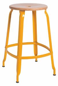 Chaises nicolle nicolle metal sgabello struttura in metallo in varie finiture, colore giallo narciso, struttura metallo - seduta legno naturale, dimensione sgabello altezza 65