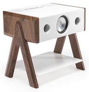 La boite concept cube diffusore acustico wireless in legno, finiture noce bianco opaco