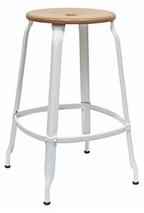 Chaises nicolle nicolle metal sgabello struttura in metallo in varie finiture, colore bianco brillante, struttura metallo - seduta legno naturale, dimensione sgabello altezza 65