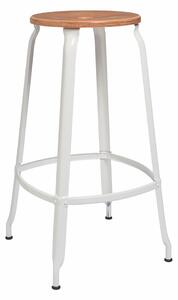 Chaises nicolle nicolle metal sgabello struttura in metallo in varie finiture, colore bianco brillante, struttura metallo - seduta legno naturale, dimensione sgabello altezza 75