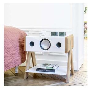 La boite concept cube diffusore acustico wireless in legno, finiture rovere bianco opaco