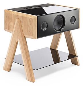 La boite concept cube diffusore acustico wireless in legno, finiture rovere e vetro