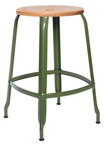 Chaises nicolle nicolle metal sgabello struttura in metallo in varie finiture, colore verde oliva, struttura metallo - seduta legno naturale, dimensione sgabello altezza 65