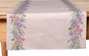 Runner da tavola in misto lino stampa floreale fiori morbido resistente elegante made in italy FIORI DI CAMPO - 45 X 140 CM