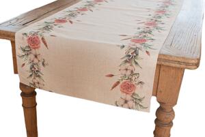 Runner da tavola in misto lino stampa floreale fiori morbido resistente elegante made in italy FIOR DI COTONE - 45 X 230 CM