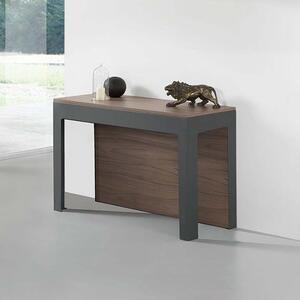 Pezzani ulisse console allungabile con struttura in acciaio e piano in laminato, finiture struttura nero - top noce