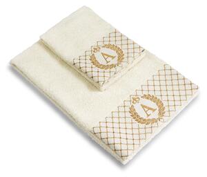 Set 2 asciugamani con iniziale asciugamano viso + asciugamano ospite Made in Italy - F