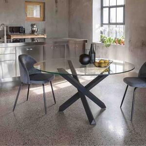 La seggiola lapis tavolo rotondo con piano in vetro temperato, colore nero, misure piano diametro cm 120