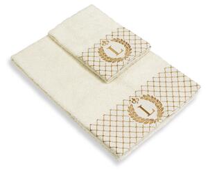 Set 2 asciugamani con iniziale asciugamano viso + asciugamano ospite Made in Italy - L