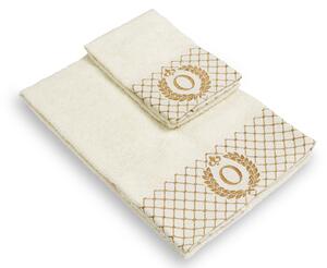 Set 2 asciugamani con iniziale asciugamano viso + asciugamano ospite Made in Italy - O