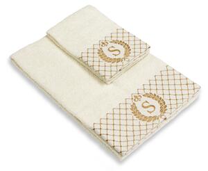 Set 2 asciugamani con iniziale asciugamano viso + asciugamano ospite Made in Italy - S