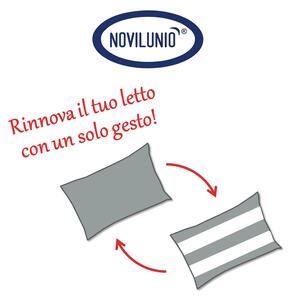 Set 2 federe coppia di federe bifaccia doubleface stampa digitale 100% cotone Made in Italy RIGA MAXI CELESTE