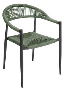 Sedia da giardino milano struttura in allumino e seduta e schienale in twist wicker, finiture struttura grigia e wicker verde