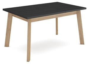 Tavolo da pranzo di skraut home in melaminico adatto per 6 persone, finiture piano nero / gamba rovere