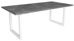 Tavolo da pranzo di skraut home in melaminico stile industriale, misure piano 200 x 90 h 75, finiture piano grigio / gamba bianco