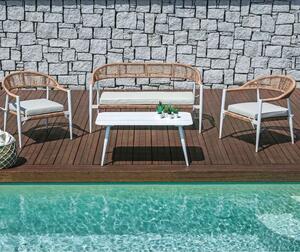 Set da giardino milano realizzato in alluminio e twist wicker, colore bianco