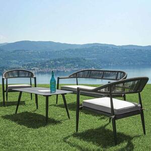 Set da giardino milano realizzato in alluminio e twist wicker, colore antracite