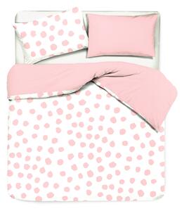 Set copripiumino federe bifaccia doubleface parure copripiumino stampa digitale 100% cotone Made in Italy DOT MAXI ROSA - SINGOLO