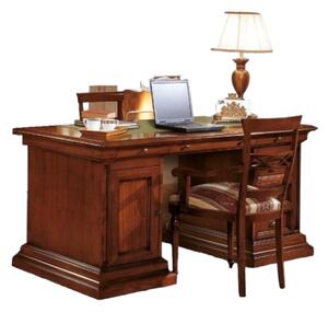 MOBILI 2G - SCRIVANIA STUDIO CLASSICA IN LEGNO TINTA NOCE 180x85x78