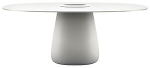 Qeeboo cobble table hpl bucket tavolo ovale con foro centrale, colore warm white, dimensione l190 x p119 x h75